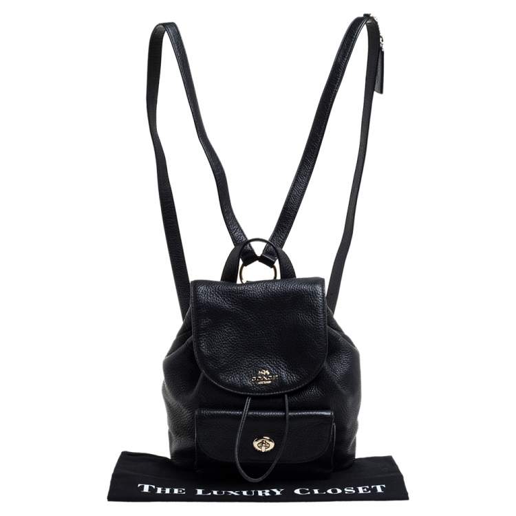 Pre Owned Coach Black Leather Mini Billie Backpack