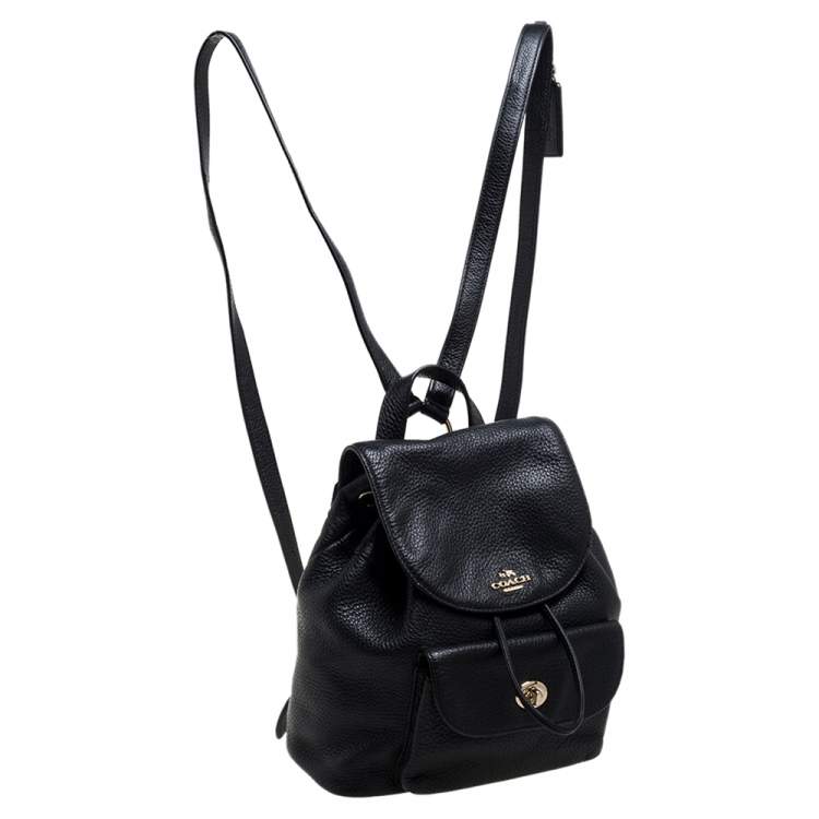 Pre Owned Coach Black Leather Mini Billie Backpack