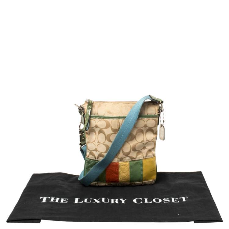 Pre Owned Coach Multicolor Canvas and Patent Leather Signature Messenger 