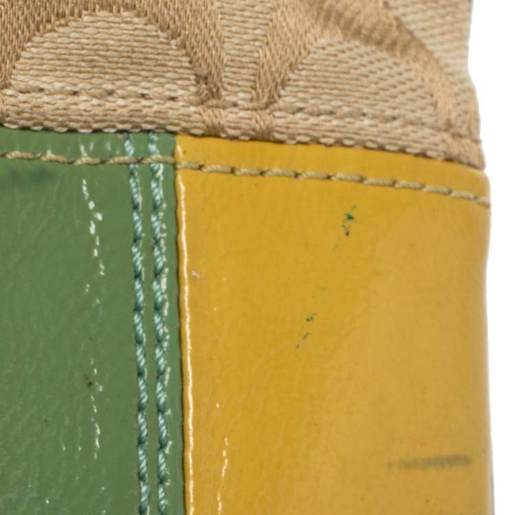 Pre Owned Coach Multicolor Canvas and Patent Leather Signature Messenger 