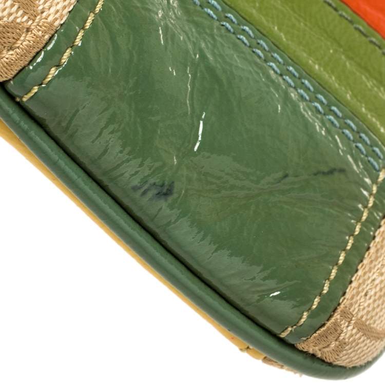 Pre Owned Coach Multicolor Canvas and Patent Leather Signature Messenger 