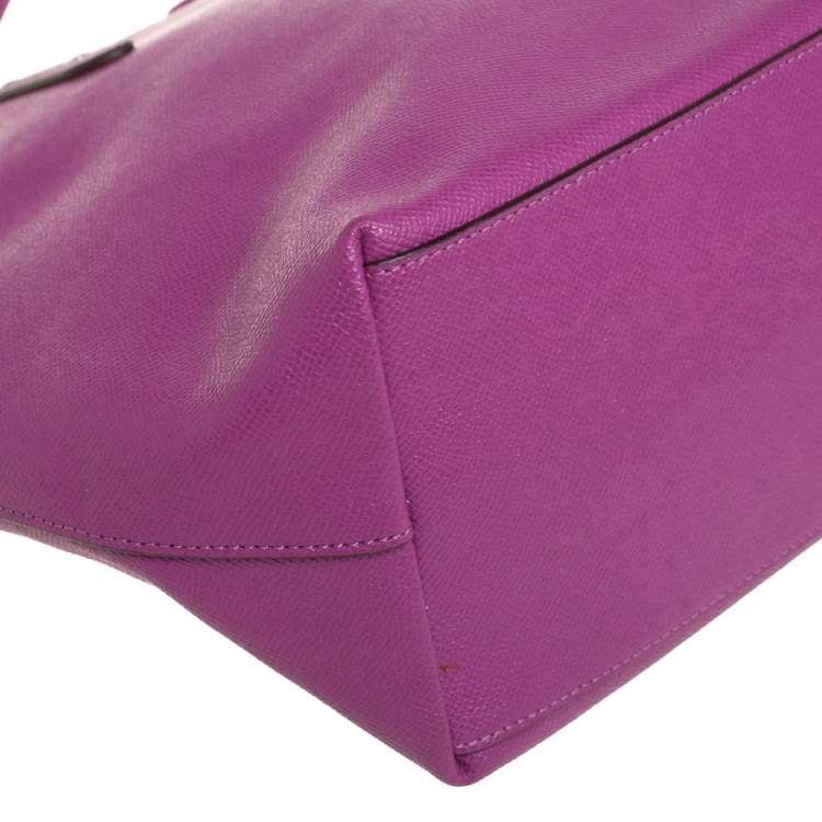 Pre Owned Coach Purple Pebbled Leather Town Tote 