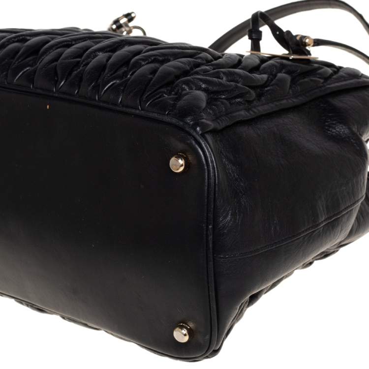 Pre Owned Coach Black Gathered Leather Kitt Carryall Tote