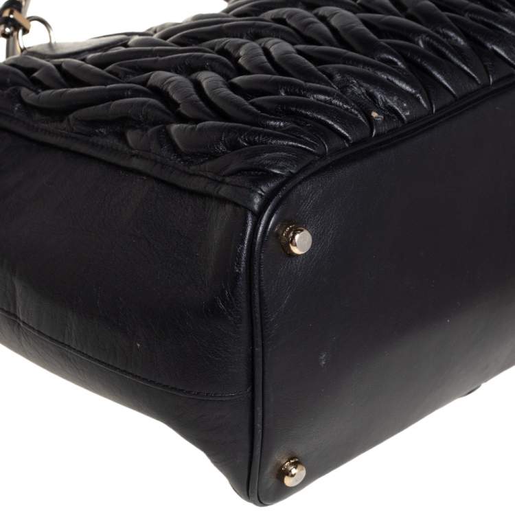 Pre Owned Coach Black Gathered Leather Kitt Carryall Tote