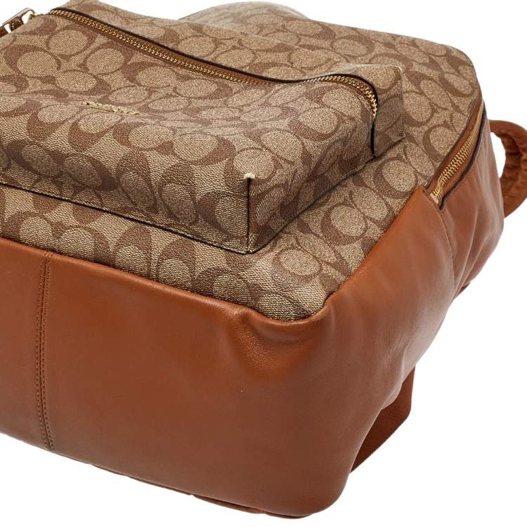 Pre Owned Coach Brown Signature Canvas Charlie Backpack