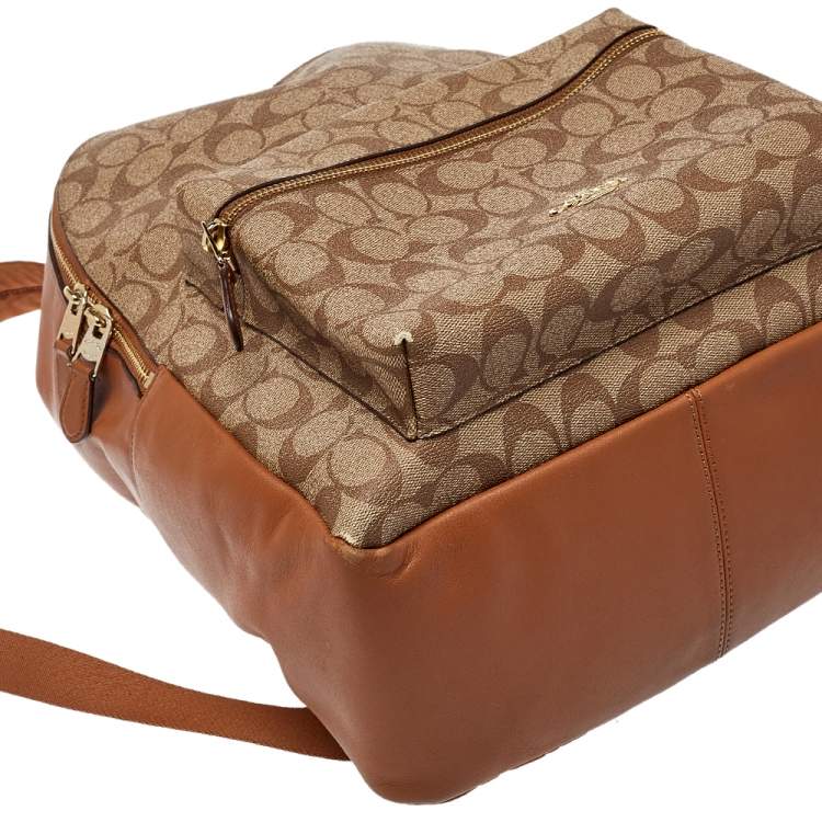 Pre Owned Coach Brown Signature Canvas Charlie Backpack