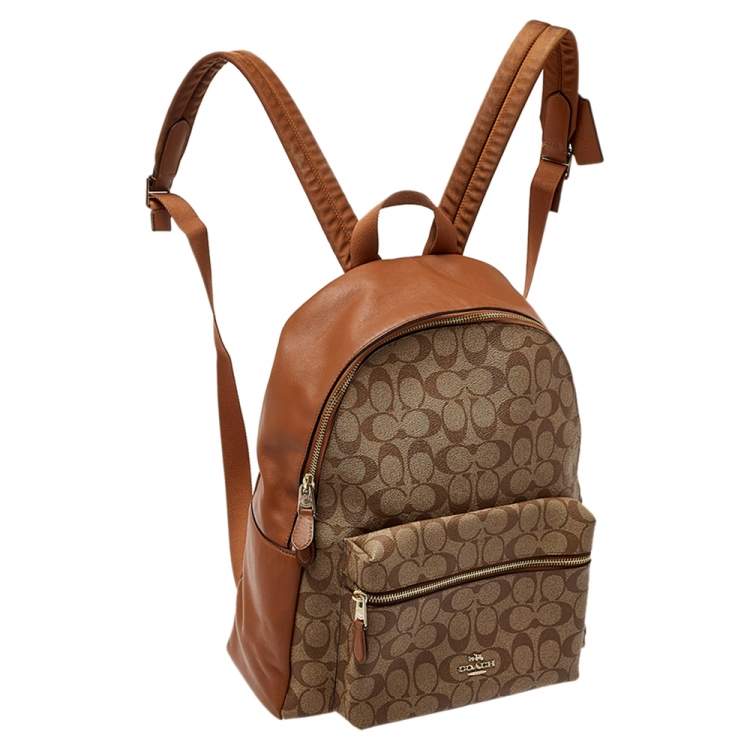 Pre Owned Coach Brown Signature Canvas Charlie Backpack