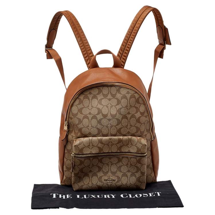 Pre Owned Coach Brown Signature Canvas Charlie Backpack