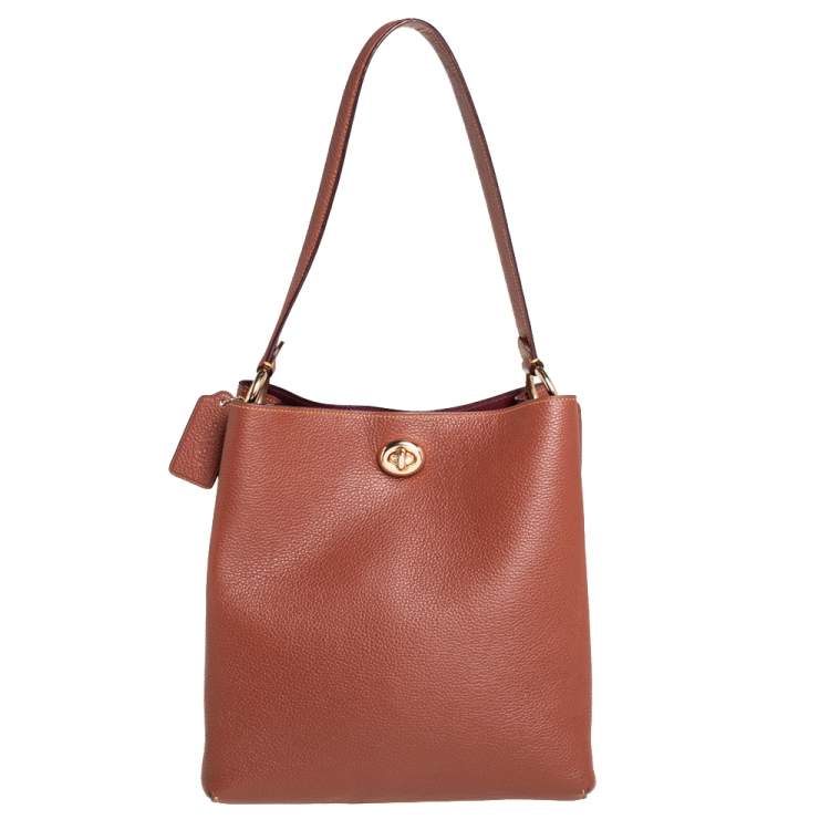 Pre Owned Coach Brown Pebbled Leather Charlie Bucket Bag