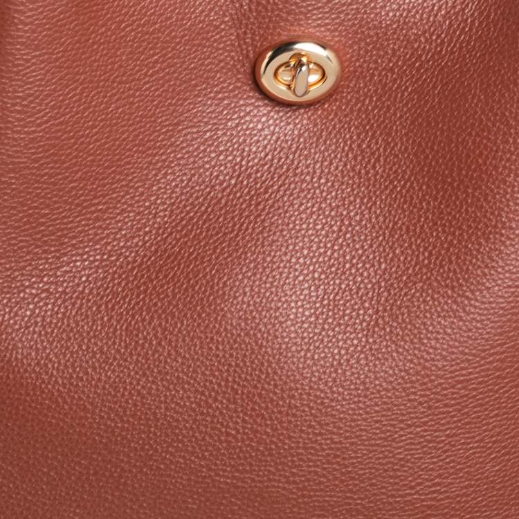Pre Owned Coach Brown Pebbled Leather Charlie Bucket Bag