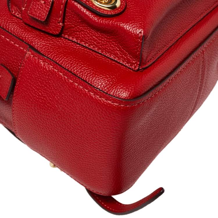 Pre Owned Coach Red Pebbled Leather Charlie Backpack
