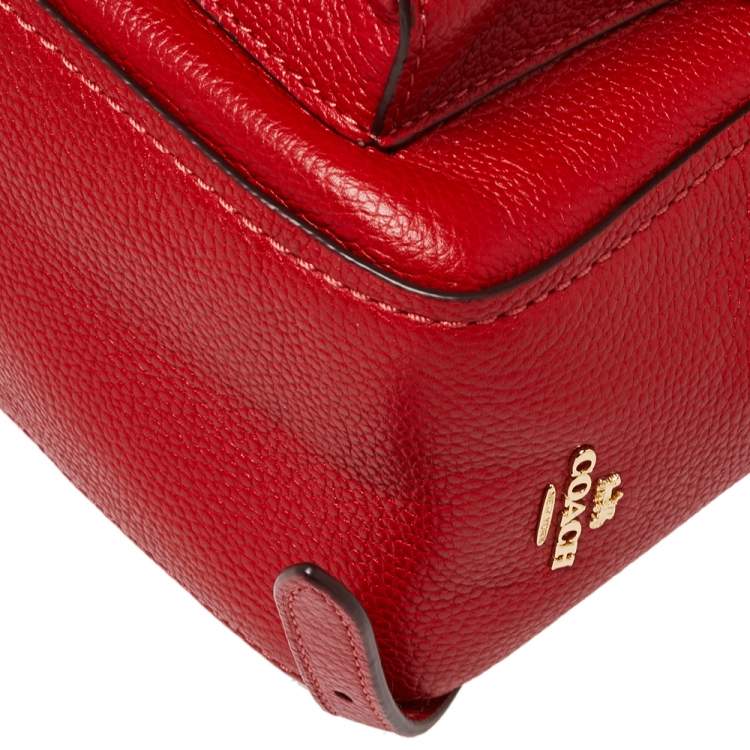 Pre Owned Coach Red Pebbled Leather Charlie Backpack