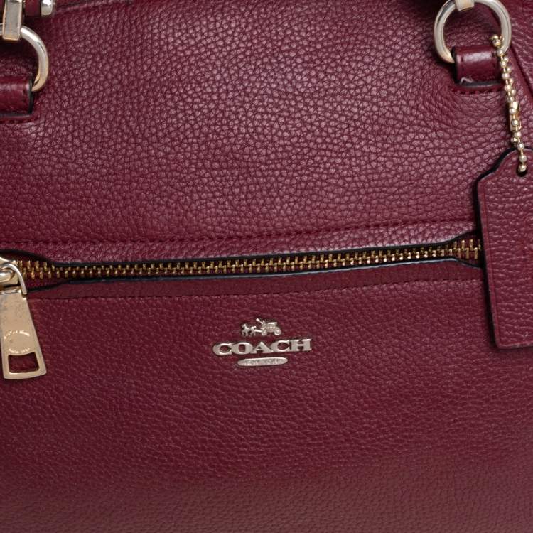 Pre Owned Coach Wine Red Pebbled Leather Prairie Satchel