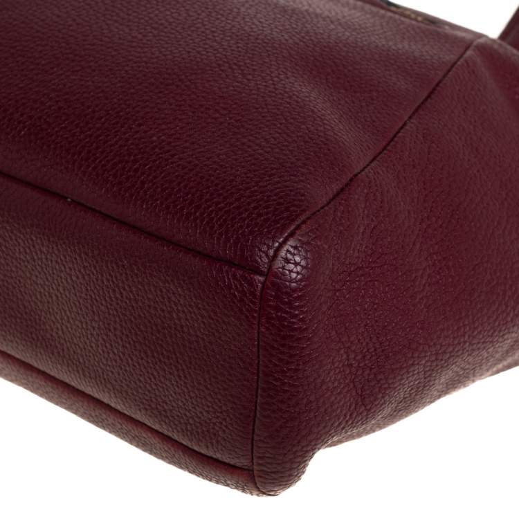 Pre Owned Coach Wine Red Pebbled Leather Prairie Satchel