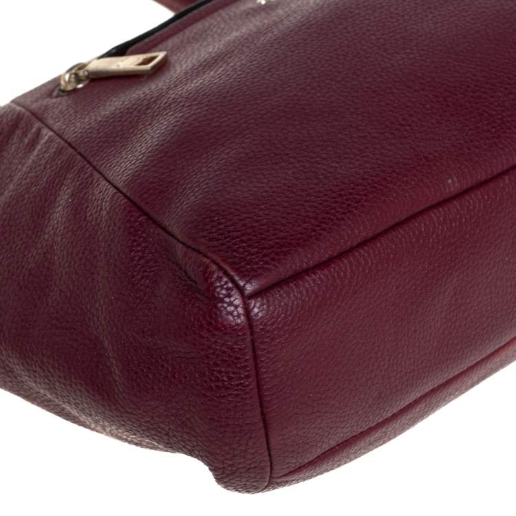 Pre Owned Coach Wine Red Pebbled Leather Prairie Satchel