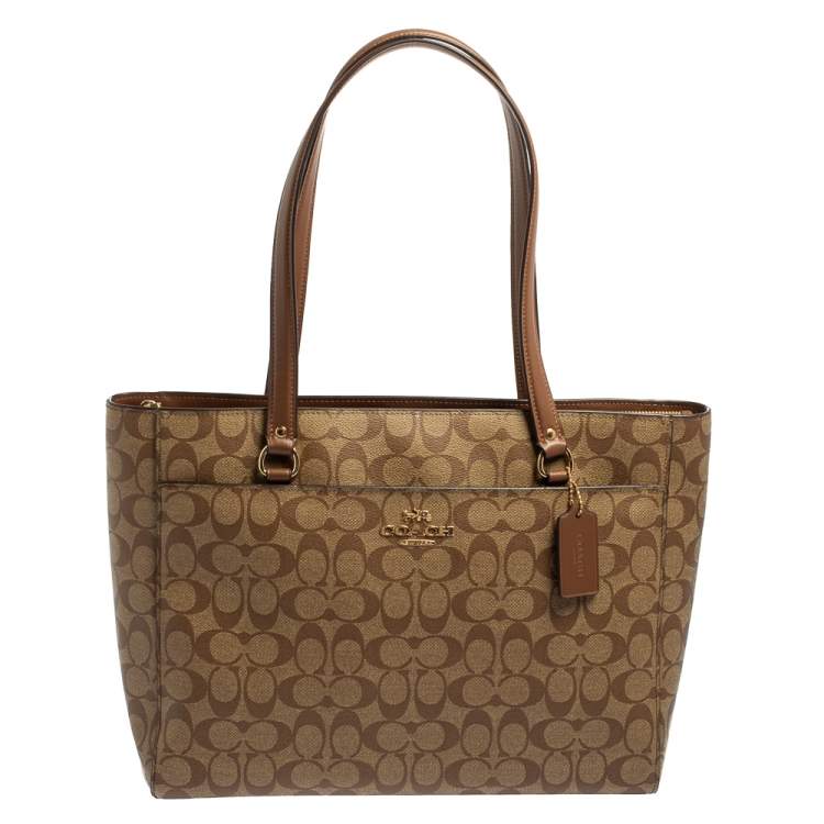 Coach Beige/Brown Signature Coated Canvas and Leather Addison Tote ...