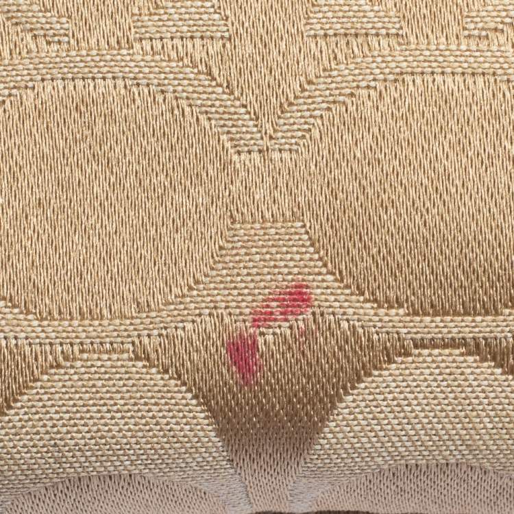 Pre Owned Coach Beige/Orange Signature Canvas and Leather Wristlet Clutch  