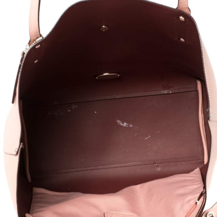Pre Owned Coach Pink Leather Large Market Shopper Tote