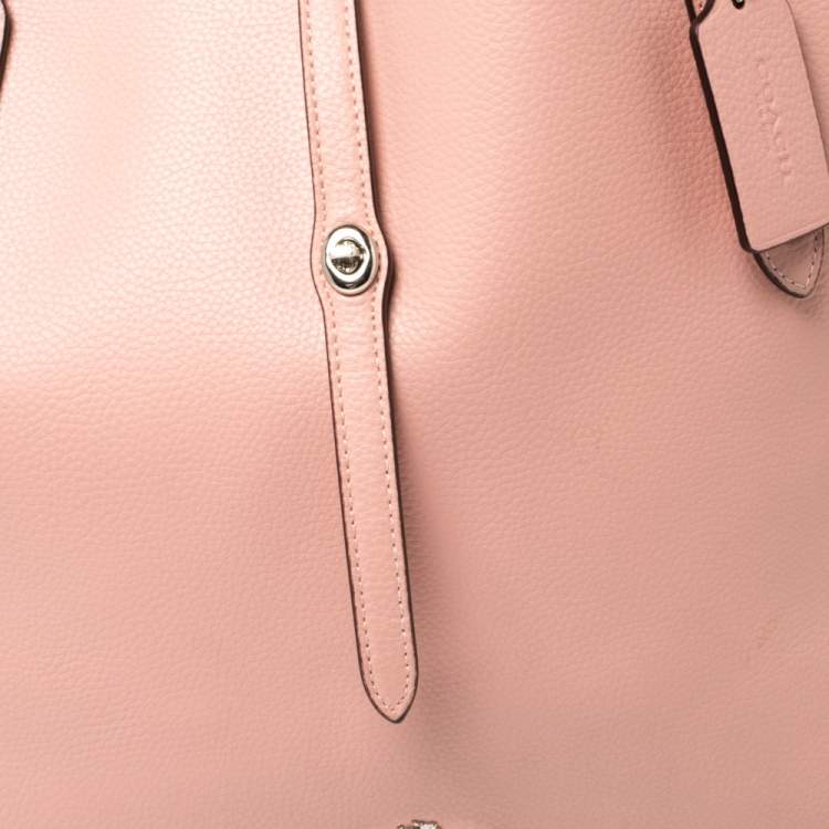 Pre Owned Coach Pink Leather Large Market Shopper Tote