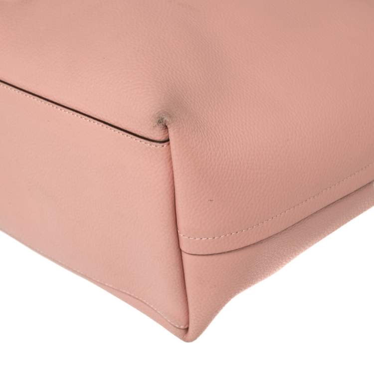 Pre Owned Coach Pink Leather Large Market Shopper Tote