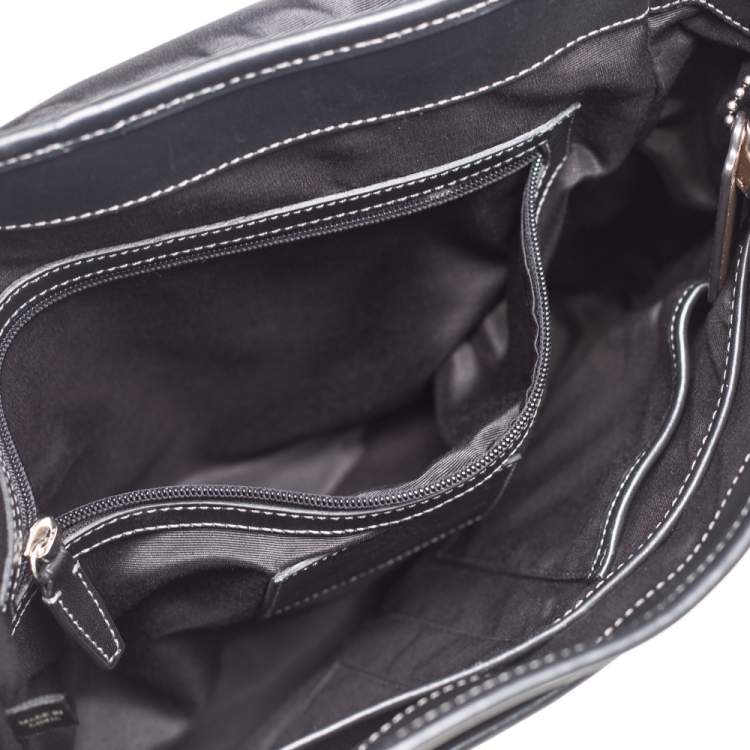 Pre Owned Coach Black/Grey Coated Canvas and Leather Messenger Bag