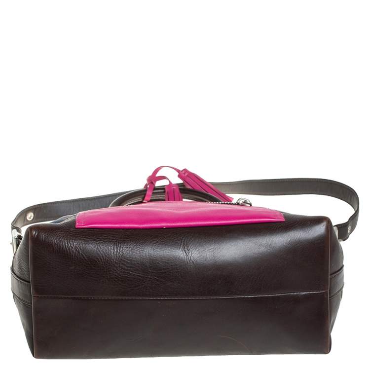 Pre Owned Coach Multicolor Leather  Front Zip Tote
