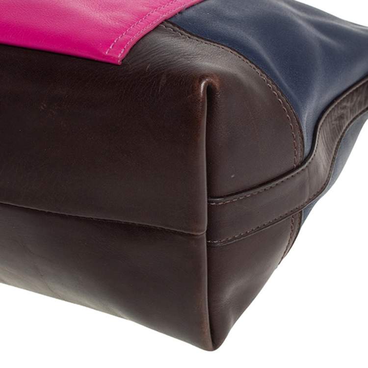 Pre Owned Coach Multicolor Leather  Front Zip Tote