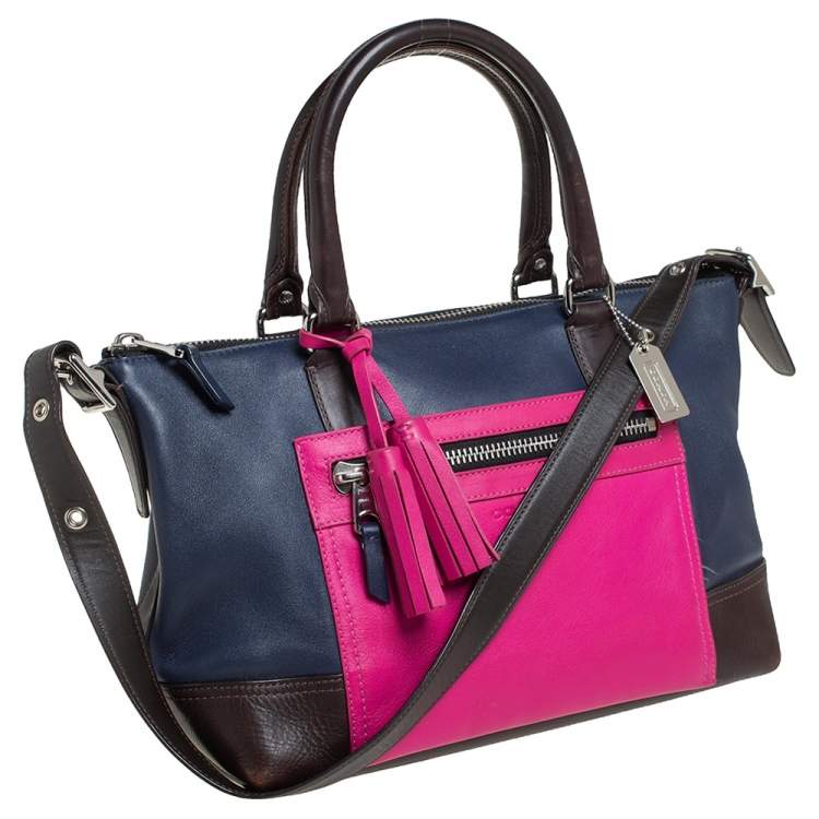 Pre Owned Coach Multicolor Leather  Front Zip Tote