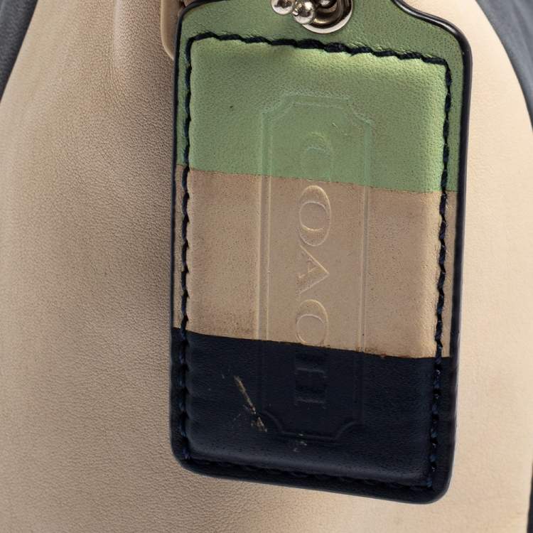 Pre Owned Coach Navy Blue/Beige Leather Legacy Weekend Hobo