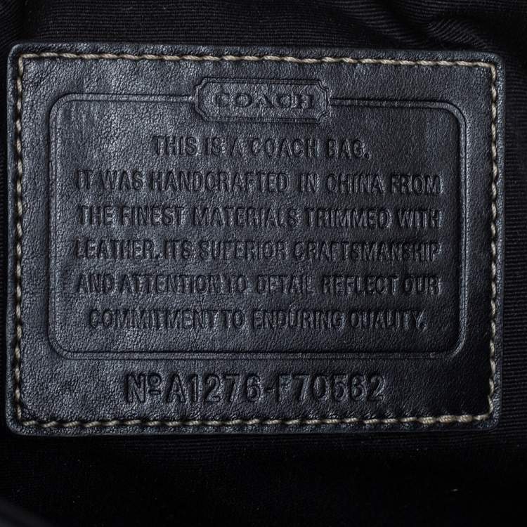 Pre Owned Coach Black Signature Coated Canvas and Leather Heritage Messenger Bag