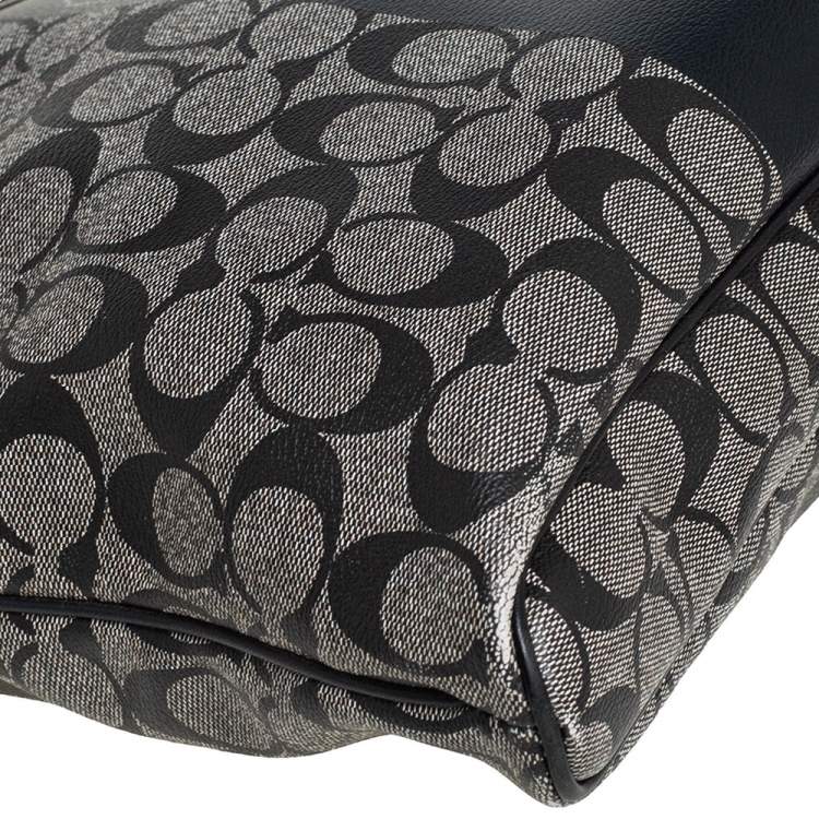 Pre Owned Coach Black Signature Coated Canvas and Leather Heritage Messenger Bag
