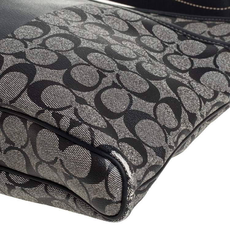 Pre Owned Coach Black Signature Coated Canvas and Leather Heritage Messenger Bag