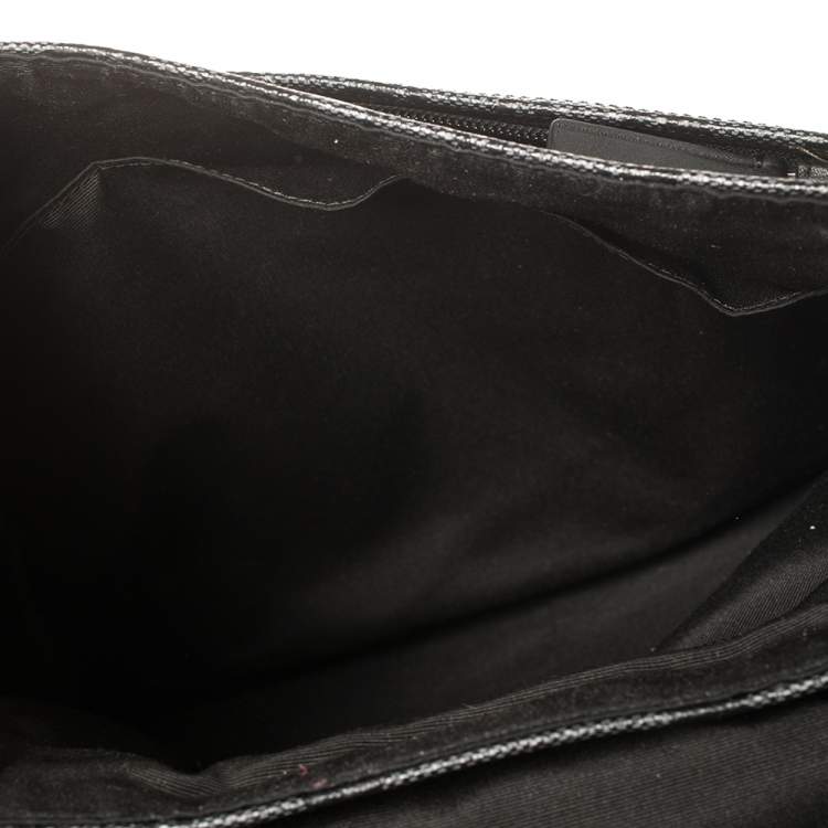 Pre Owned Coach Black/Grey Coated Canvas and Leather Messenger Bag
