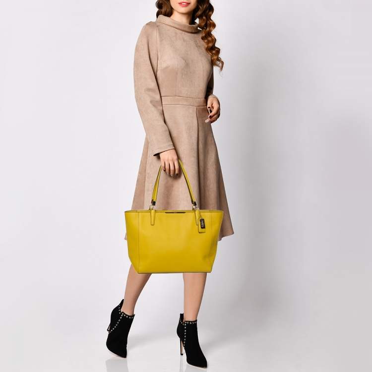 Coach Yellow Saffiano Leather Madison East West Tote Coach