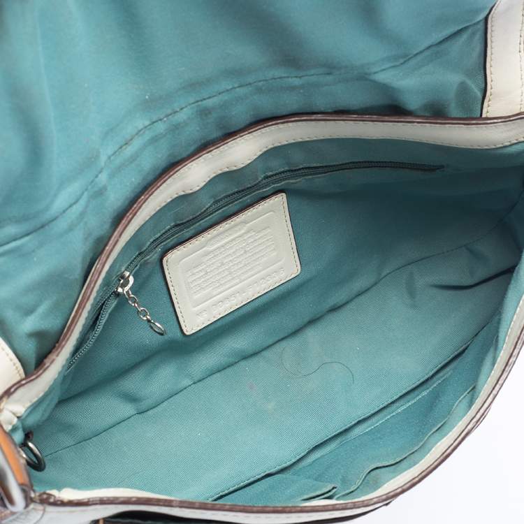 Pre Owned Coach White Leather Flap Shoulder Bag