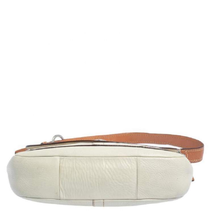 Pre Owned Coach White Leather Flap Shoulder Bag