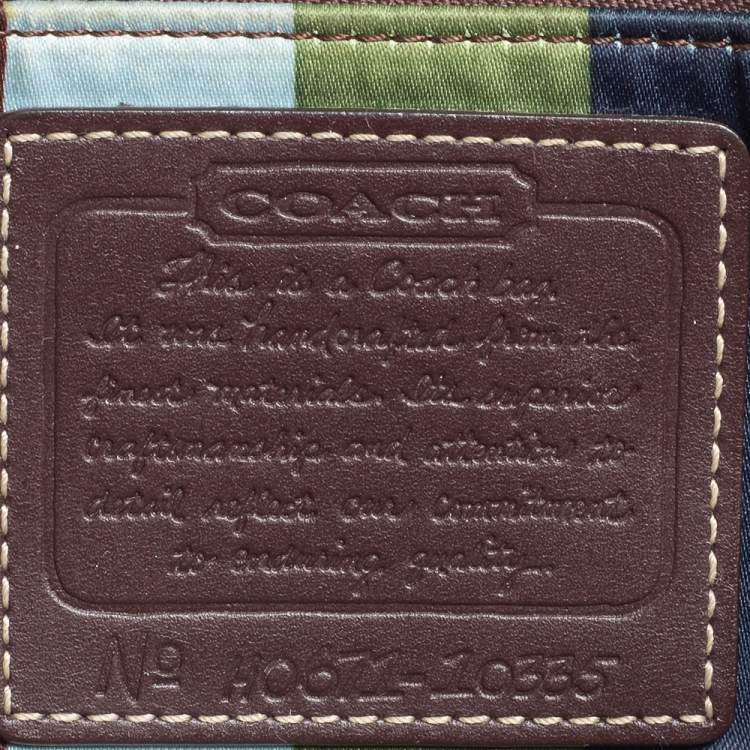 Pre Owned Coach Brown/Gold Leather And Monogram Canvas Shoulder Bag