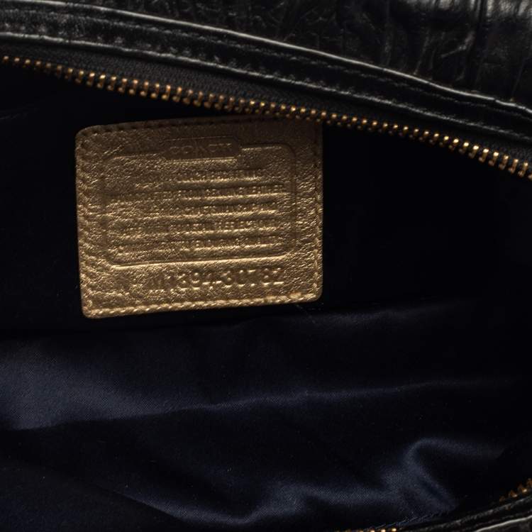 Pre Owned Coach Black Gathered Leather Small Madison Twist Satchel
