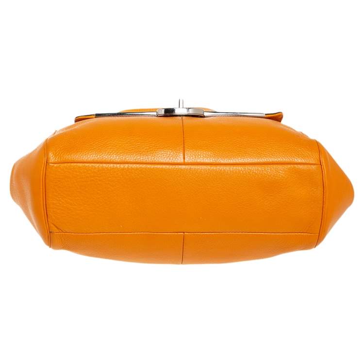 Pre Owned Coach Orange Leather Madison Madeline East West Satchel