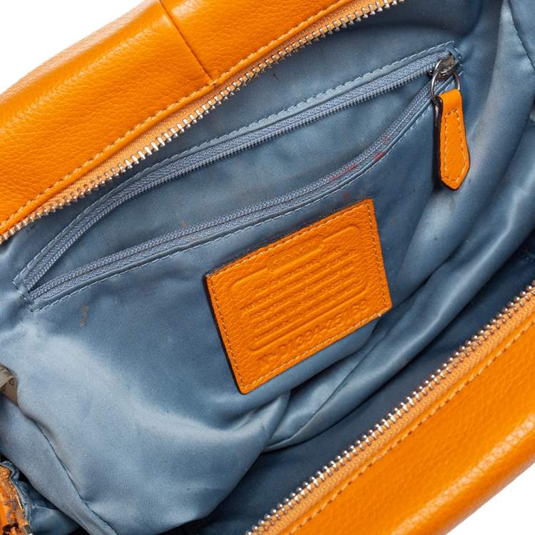 Pre Owned Coach Orange Leather Madison Madeline East West Satchel