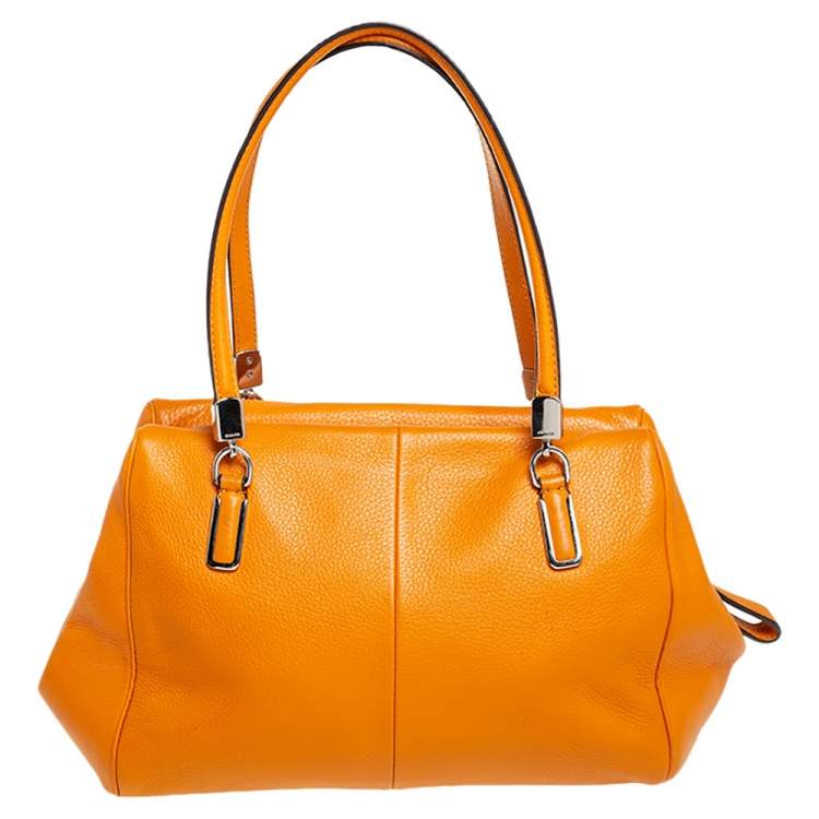 Pre Owned Coach Orange Leather Madison Madeline East West Satchel