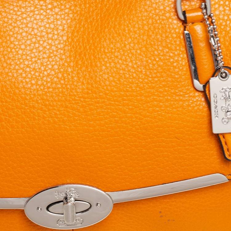 Pre Owned Coach Orange Leather Madison Madeline East West Satchel