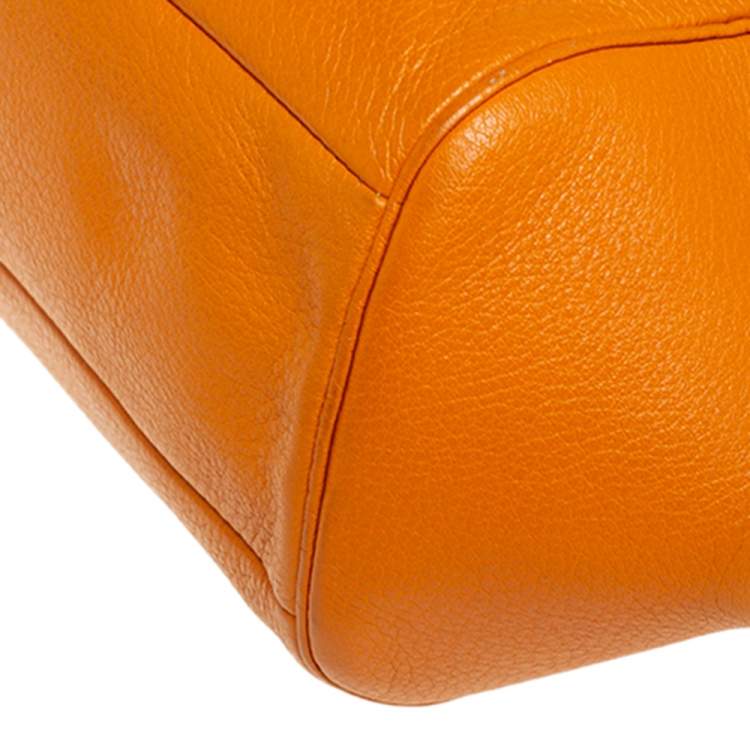 Pre Owned Coach Orange Leather Madison Madeline East West Satchel