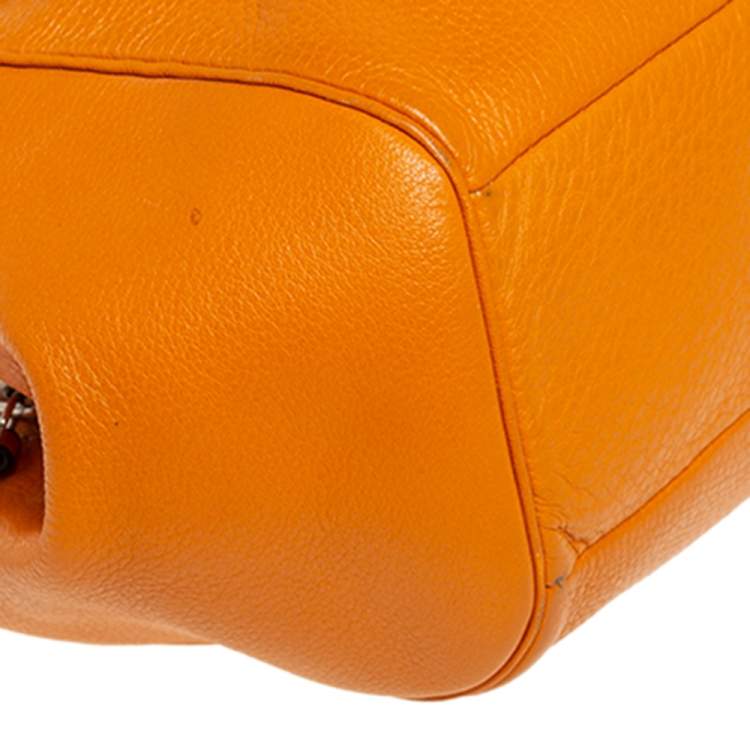 Pre Owned Coach Orange Leather Madison Madeline East West Satchel