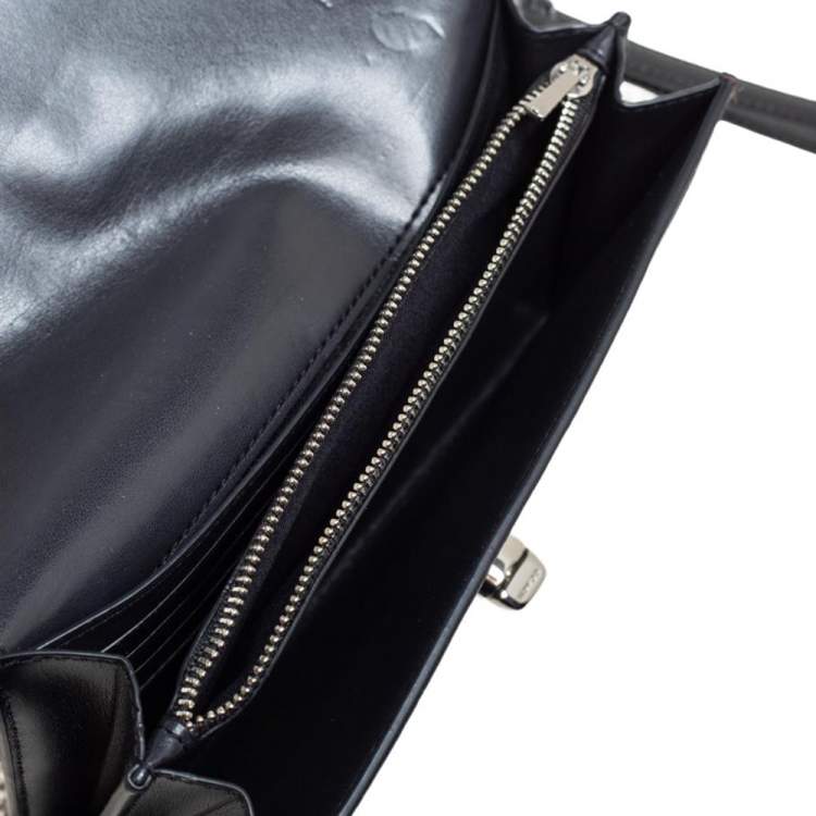 Pre Owned Coach Brown Signature Floral Print Coated Canvas and Leather Wallet on Chain 