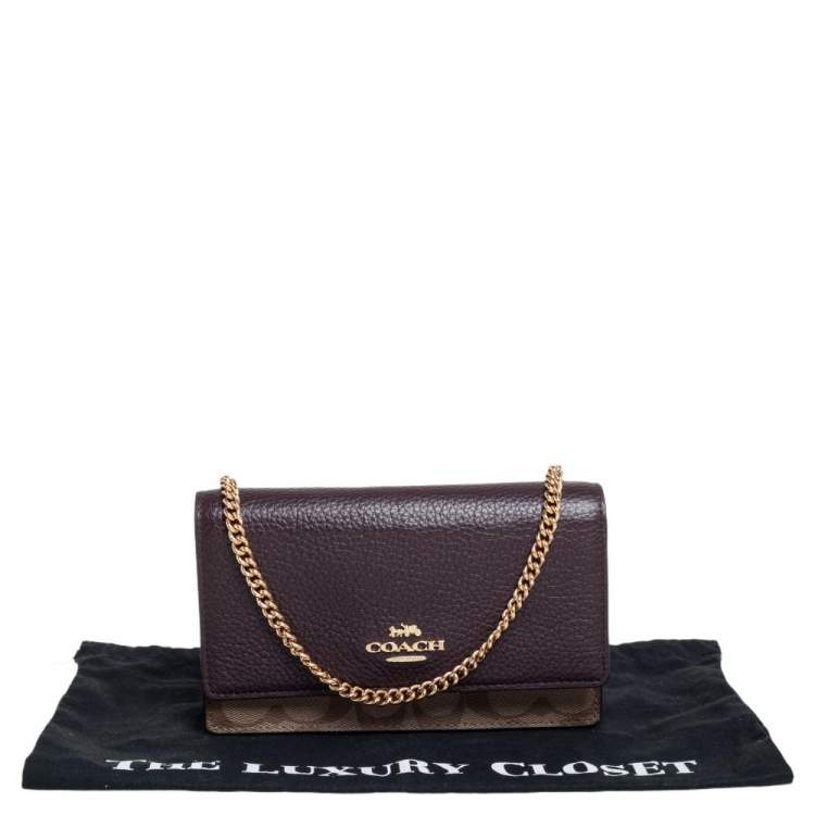 Pre Owned  Coach Multicolor Signature Leather, Coated Canvas and Python Effect Leather Chain Belt Bag
