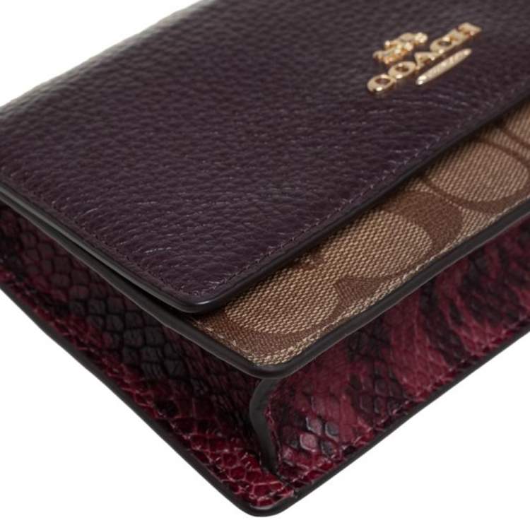 Pre Owned  Coach Multicolor Signature Leather, Coated Canvas and Python Effect Leather Chain Belt Bag