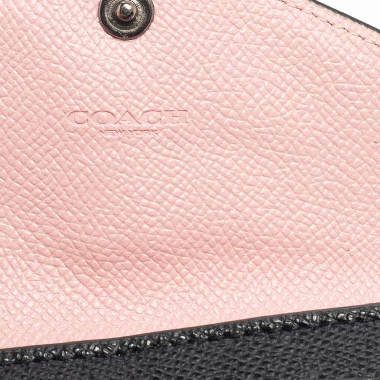 Pre Owned Coach Black/White Leather Colorblock Trifold Wallet 