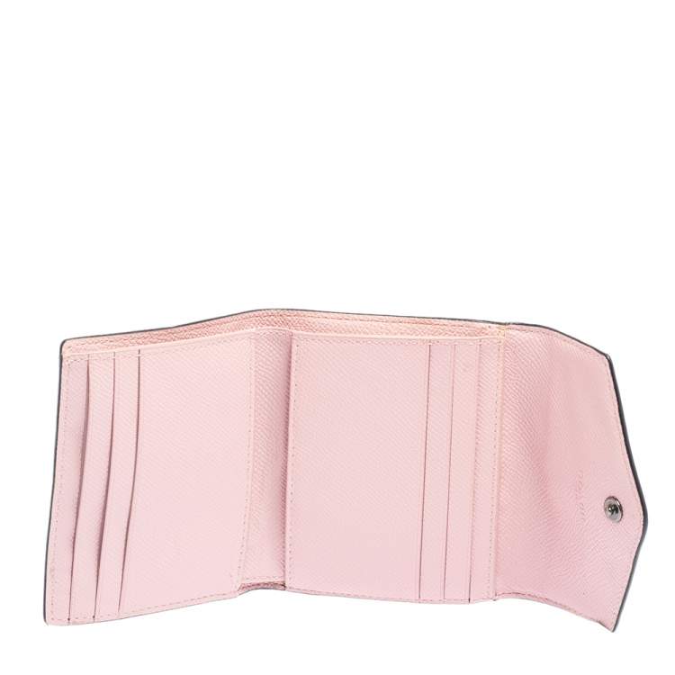 Pre Owned Coach Black/White Leather Colorblock Trifold Wallet 