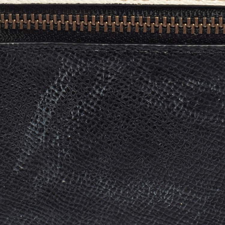 Pre Owned Coach Black/White Leather Colorblock Trifold Wallet 